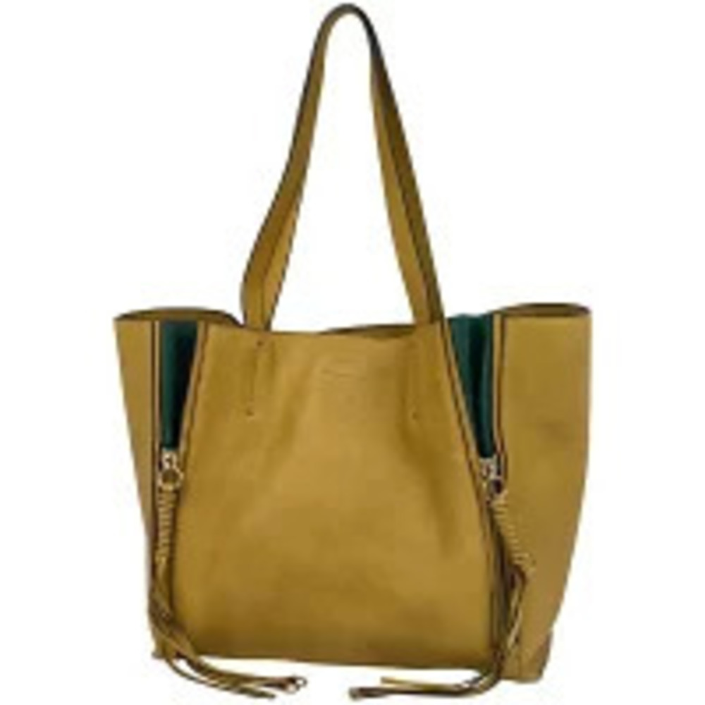Chloe Tote Bag Milo Shoulder Leather Yellow Green